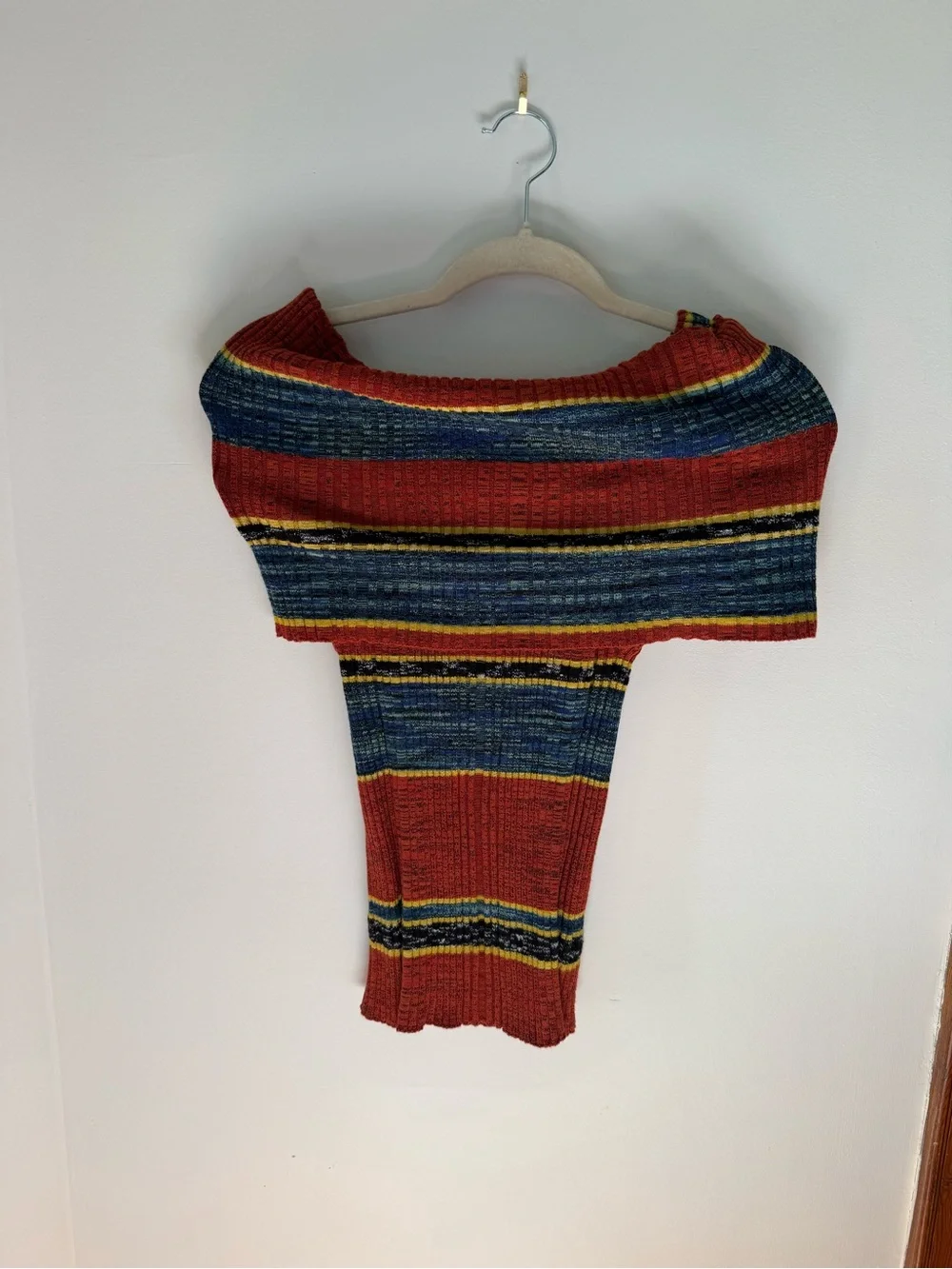 Free People Striped Off-Shoulder Ribbed Top